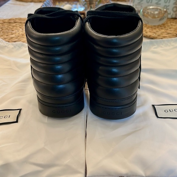 Gucci Black and Gray High-Top Sneakers with Signature GG Canvas